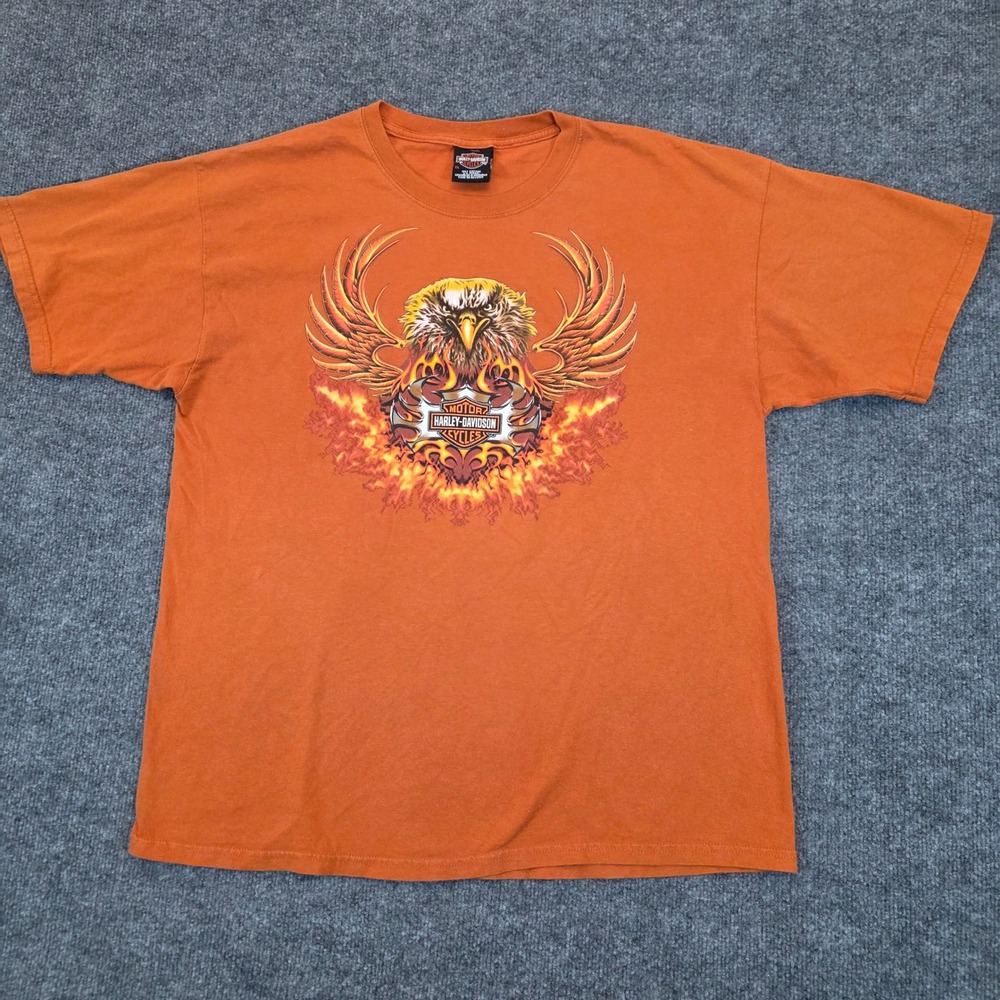 Harley-Davidson T-Shirt Mens XL Orange American Eagle‎ Denton County Texas 2006